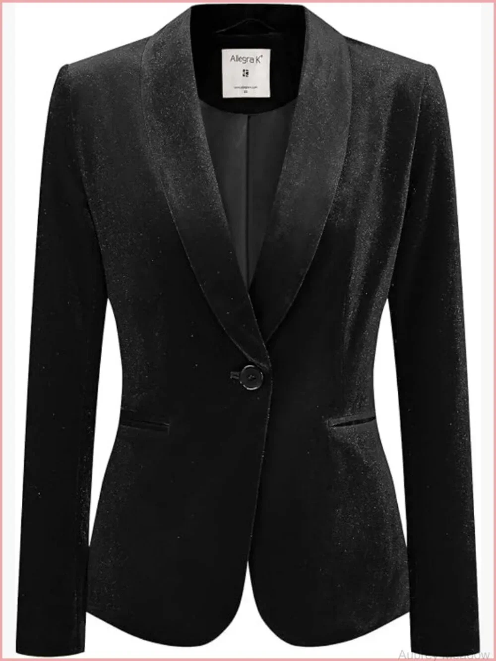 Velvet Blazer Shawl Collar Office Coat 1 Button Lined